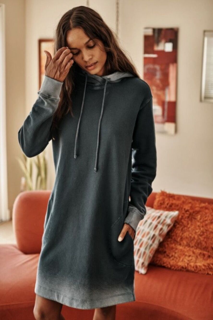 Velvet By Graham & Spencer Dekota Ombré Hooded Sweatshirt Dress Size Small